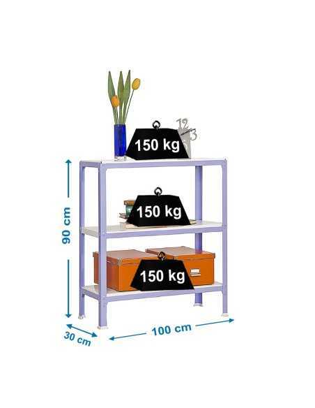 Estantería SIMONRACK Simonhome click plus 3/300 violeta/blanco | Estantería metálica SimonRack para cargas de 300 kg