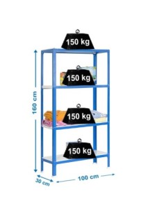 Estantería SIMONRACK Simonhome click plus 4/300 azul/blanco | Estantería metálica SimonRack para cargas de 300 kg