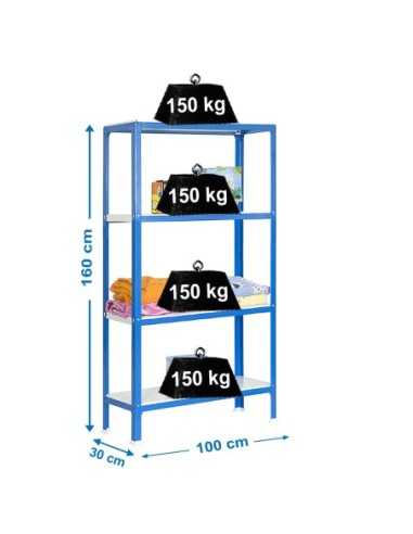 Estantería SIMONRACK Simonhome click plus 4/300 azul/blanco | Estantería metálica SimonRack para cargas de 300 kg