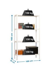 Estantería SIMONRACK Simonhome click plus 4/300 blanco | Estantería metálica SimonRack para cargas de 300 kg