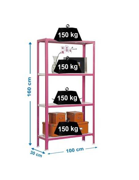 Estantería SIMONRACK Simonhome click plus 4/300 rosa/blanco | Estantería metálica SimonRack para cargas de 300 kg