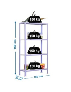 Estantería SIMONRACK Simonhome click plus 4/300 violeta/blanco | Estantería metálica SimonRack para cargas de 300 kg