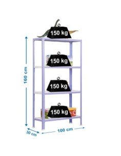 Estantería SIMONRACK Simonhome click plus 4/300 violeta/blanco | Estantería metálica SimonRack para cargas de 300 kg