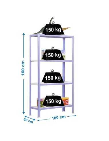 Estantería SIMONRACK Simonhome click plus 4/300 violeta/blanco | Estantería metálica SimonRack para cargas de 300 kg