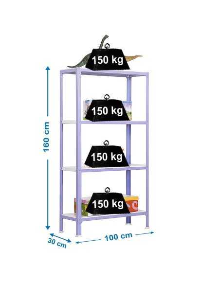 Estantería SIMONRACK Simonhome click plus 4/300 violeta/blanco | Estantería metálica SimonRack para cargas de 300 kg