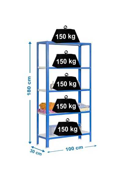 Estantería SIMONRACK Simonhome click plus 5/300 azul/blanco | Estantería metálica SimonRack para cargas de 300 kg