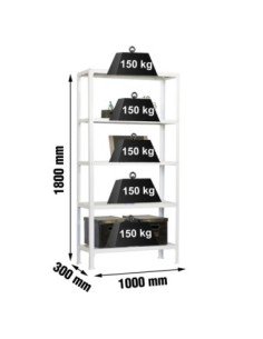 Estantería SIMONRACK Simonhome click plus 5/300 blanco | Estantería metálica SimonRack para cargas de 300 kg