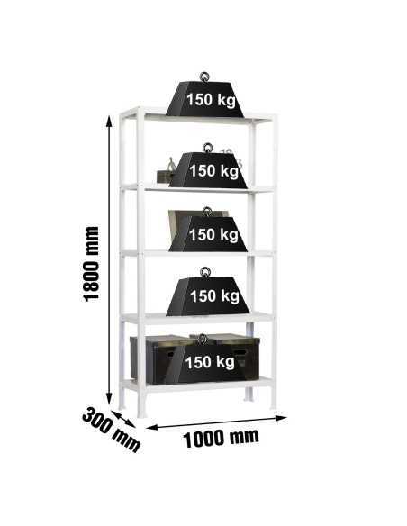 Estantería SIMONRACK Simonhome click plus 5/300 blanco | Estantería metálica SimonRack para cargas de 300 kg