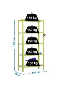 Estantería SIMONRACK Simonhome click plus 5/300 verde/blanco | Estantería metálica SimonRack para cargas de 300 kg
