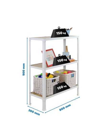 Estantería SIMONRACK Simonhome click wood mini 3/300 blanco/roble nodi | Mesa de trabajo SimonRack profesional y resistente