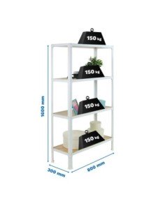 Estantería SIMONRACK Simonhome click wood mini 4/300 blanco/roble nodi | Mesa de trabajo SimonRack profesional y resistente