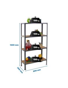Estantería SIMONRACK Simonhome click wood mini 4/300 gris/osb | Mesa de trabajo SimonRack profesional y resistente