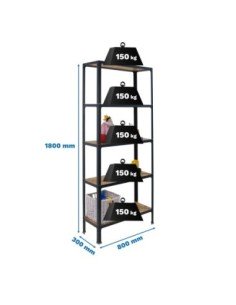 Estantería SIMONRACK Simonhome click wood mini 5/300 antracita/osb | Mesa de trabajo SimonRack profesional y resistente