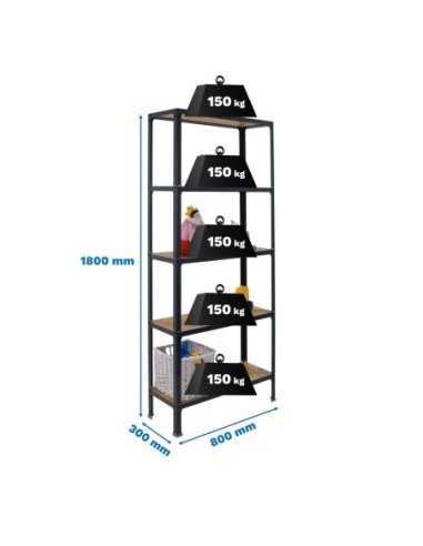 Estantería SIMONRACK Simonhome click wood mini 5/300 antracita/osb | Mesa de trabajo SimonRack profesional y resistente
