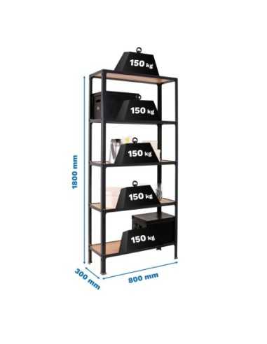 Estantería SIMONRACK Simonhome click wood mini 5/300 antracita/roble no | Mesa de trabajo SimonRack profesional y resistente