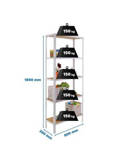Estantería SIMONRACK Simonhome click wood mini 5/300 blanco/osb | Mesa de trabajo SimonRack profesional y resistente