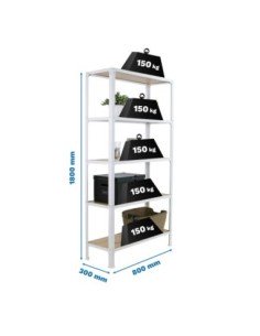 Estantería SIMONRACK Simonhome click wood mini 5/300 blanco/roble nodi | Mesa de trabajo SimonRack profesional y resistente