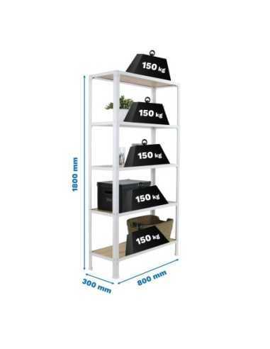 Estantería SIMONRACK Simonhome click wood mini 5/300 blanco/roble nodi | Mesa de trabajo SimonRack profesional y resistente