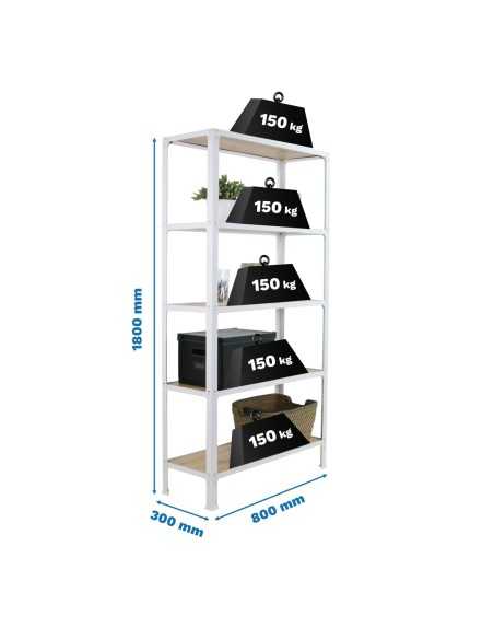 Estantería SIMONRACK Simonhome click wood mini 5/300 blanco/roble nodi | Mesa de trabajo SimonRack profesional y resistente