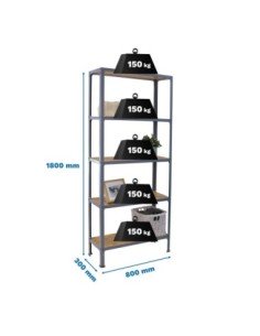 Estantería SIMONRACK Simonhome click wood mini 5/300 gris/osb | Mesa de trabajo SimonRack profesional y resistente
