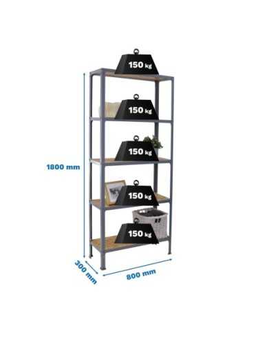 Estantería SIMONRACK Simonhome click wood mini 5/300 gris/osb | Mesa de trabajo SimonRack profesional y resistente