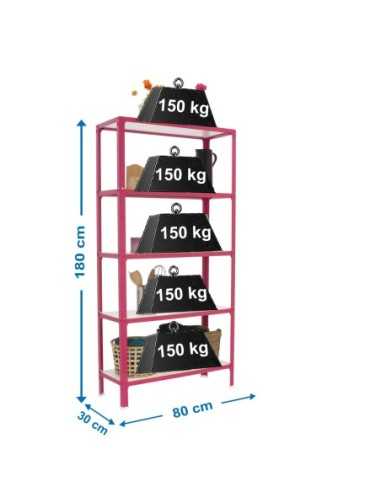 Estantería SIMONRACK Simonhome click wood mini 5/300 rosa/blanco | Mesa de trabajo SimonRack profesional y resistente