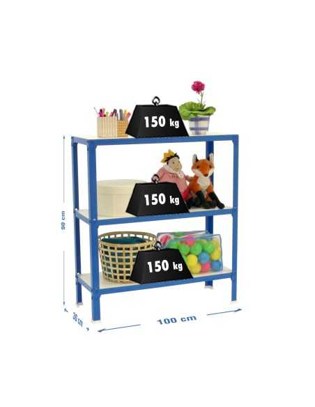 Estantería SIMONRACK Simonhome click wood plus 3/300 azul/blanco | Mesa de trabajo SimonRack profesional y resistente