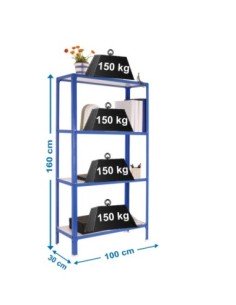 Estantería SIMONRACK Simonhome click wood plus 4/300 azul/blanco | Mesa de trabajo SimonRack profesional y resistente