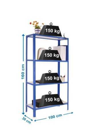 Estantería SIMONRACK Simonhome click wood plus 4/300 azul/blanco | Mesa de trabajo SimonRack profesional y resistente