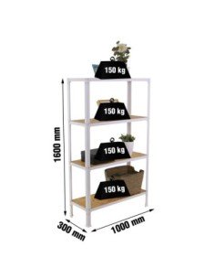 Estantería SIMONRACK Simonhome click wood plus 4/300 blanco/osb | Mesa de trabajo SimonRack profesional y resistente