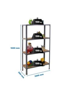 Estantería SIMONRACK Simonhome click wood plus 4/300 gris/osb | Mesa de trabajo SimonRack profesional y resistente