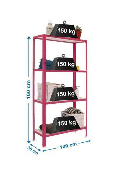 Estantería SIMONRACK Simonhome click wood plus 4/300 rosa/blanco | Mesa de trabajo SimonRack profesional y resistente