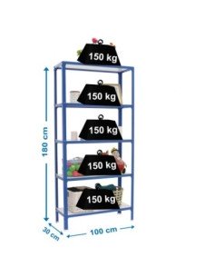 Estantería SIMONRACK Simonhome click wood plus 5/300 azul/blanco | Mesa de trabajo SimonRack profesional y resistente