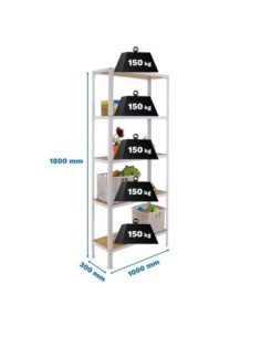 Estantería SIMONRACK Simonhome click wood plus 5/300 blanco/osb | Mesa de trabajo SimonRack profesional y resistente