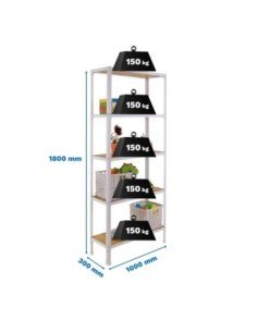 Estantería SIMONRACK Simonhome click wood plus 5/300 blanco/osb | Mesa de trabajo SimonRack profesional y resistente