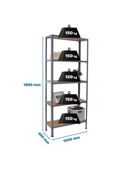 Estantería SIMONRACK Simonhome click wood plus 5/300 gris/osb | Mesa de trabajo SimonRack profesional y resistente