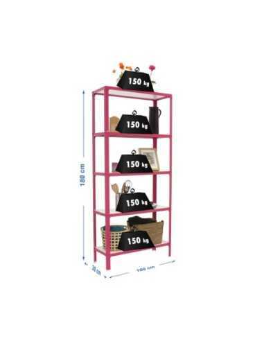 Estantería SIMONRACK Simonhome click wood plus 5/300 rosa/blanco | Mesa de trabajo SimonRack profesional y resistente