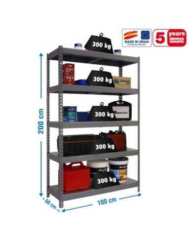 Estantería BRICOFORTE 1006-5 metal gris/galvanizada | Estantería metálica sin tornillos para bricolaje y hogar
