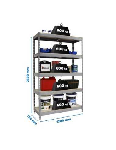Estantería SIMONRACK Simonforte 1207-5 chipboard 2500 gris/madera