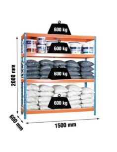 Estantería SIMONFORTE 1506-4 chipboard azul/naranja/mader