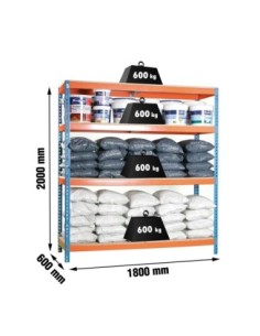 Estantería SIMONFORTE 1806-4 chipboard azul/naranja/mader