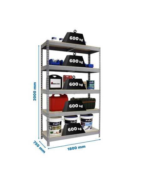Estantería SIMONRACK Simonforte 1807-5 chipboard gris/madera