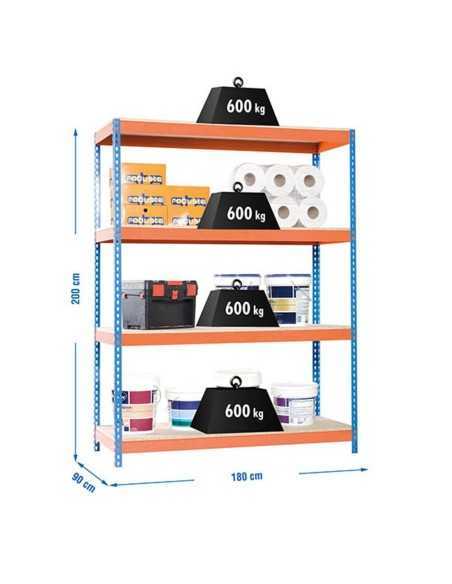 Estantería SIMONFORTE 1809-4 chipboard azul/naranja/mader