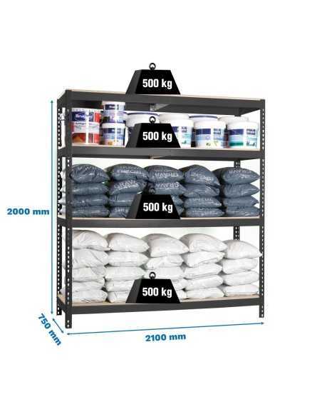 Estantería SIMONRACK Simonforte 2107-4 chipboard antracita/madera
