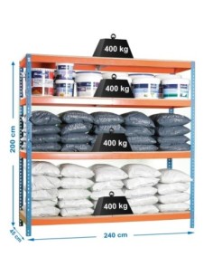 Estantería SIMONFORTE 2404-4 chipboard azul/naranja/mader
