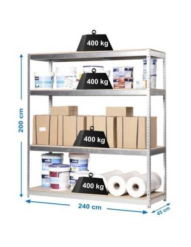 Estantería SIMONFORTE 2404-4 chipboard galva/madera
