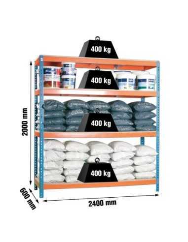 Estantería SIMONFORTE 2406-4 chipboard azul/naranja/mader