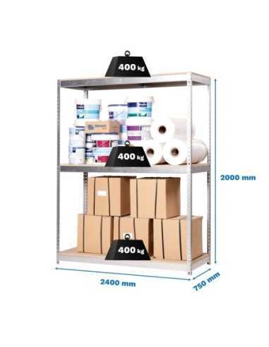 Estantería SIMONRACK Simonforte 2407-3 chipboard galva/madera