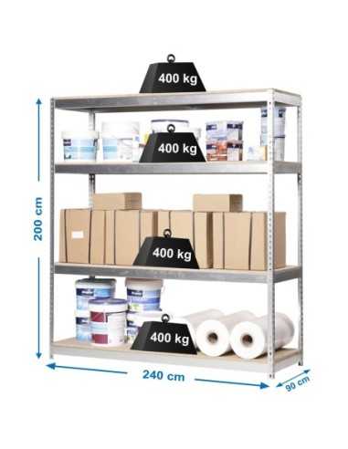 Estantería SIMONFORTE 2409-4 chipboard galva/madera