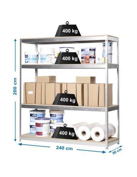 Estantería SIMONFORTE 2409-4 chipboard galva/madera
